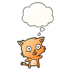 cartoon cat and thought bubble in smooth gradient style