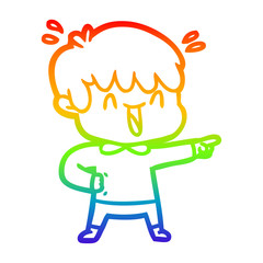 rainbow gradient line drawing cartoon laughing boy