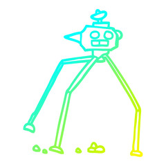 cold gradient line drawing cartoon space rocket