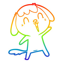 Obraz premium rainbow gradient line drawing cute cartoon dog crying