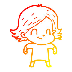 warm gradient line drawing cartoon friendly girl