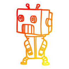 warm gradient line drawing cartoon robot