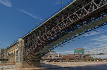 Historic Eads Bridge over Mississippi River at St Louis - girder bridge