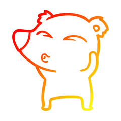 Obraz premium warm gradient line drawing cartoon whistling bear