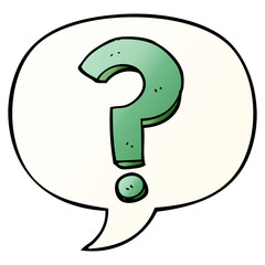 cartoon question mark and speech bubble in smooth gradient style