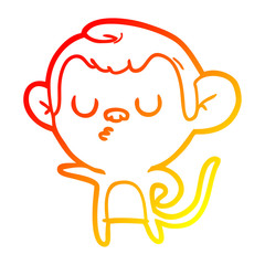 warm gradient line drawing cartoon monkey