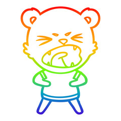 Obraz premium rainbow gradient line drawing angry cartoon bear