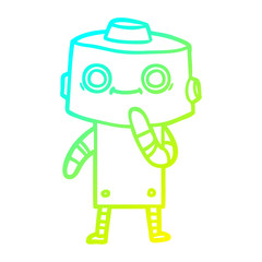 cold gradient line drawing cartoon robot