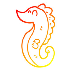 warm gradient line drawing cartoon sea horse