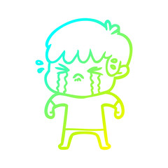 Obraz premium cold gradient line drawing cartoon boy crying
