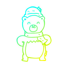 cold gradient line drawing cute cartoon bear