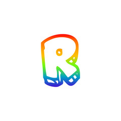 rainbow gradient line drawing cartoon letter r