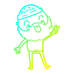 cold gradient line drawing man with beard giving peace sign