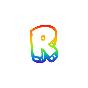 recommend clip art: rainbow gradient line drawing cartoon letter r