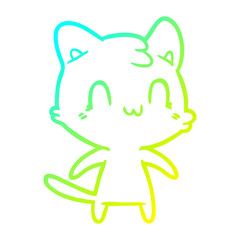 cold gradient line drawing cartoon happy cat