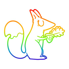 rainbow gradient line drawing cartoon squirrel