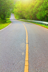 Obraz premium Road in the pine forest, number 1090, travel to Thee Lor Su Waterfall, Umphang District, Thailand 