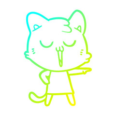 cold gradient line drawing cartoon cat singing