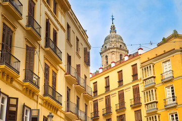 Fototapeta na wymiar Malaga scenic old streets of historic city center