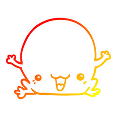 warm gradient line drawing cartoon frog