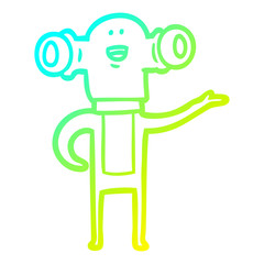 cold gradient line drawing friendly cartoon alien gesturing