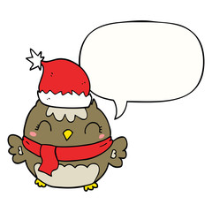 cute christmas owl and speech bubble
