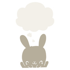 cartoon rabbit and thought bubble in retro style