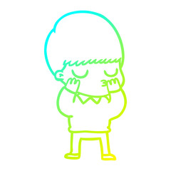 cold gradient line drawing cartoon calm boy
