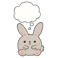 cartoon rabbit and thought bubble