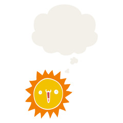 cartoon sun and thought bubble in retro style