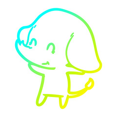 Obraz premium cold gradient line drawing cute cartoon elephant