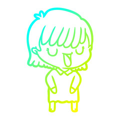 cold gradient line drawing cartoon woman