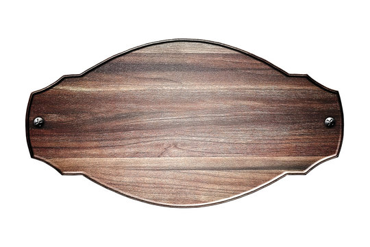 old wooden sign board on isolated white background.