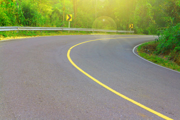 Obraz premium Road in the pine forest, number 1090, travel to Thee Lor Su Waterfall, Umphang District, Thailand 