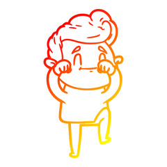 warm gradient line drawing happy cartoon man