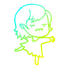 cold gradient line drawing cartoon undead vampire girl dancing