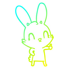 cold gradient line drawing cute cartoon rabbit
