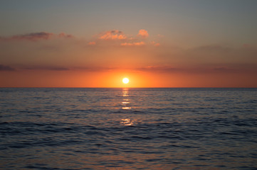 Sunset at the sea in Solanas beach, Punta del Este