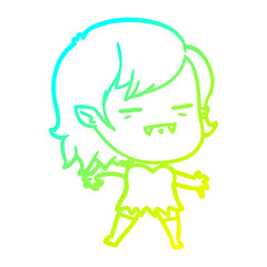 cold gradient line drawing cartoon undead vampire girl