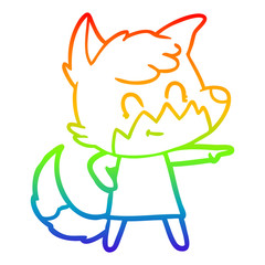 rainbow gradient line drawing cartoon friendly fox