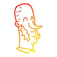 warm gradient line drawing cartoon man with side burns