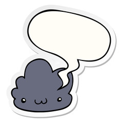 cute cartoon cloud and speech bubble sticker