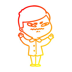 warm gradient line drawing cartoon angry man