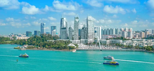 Photo sur Plexiglas Helix Bridge The beautiful blue sky of Singapore.