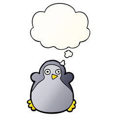 cartoon penguin and thought bubble in smooth gradient style