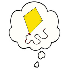 cartoon flying kite and thought bubble