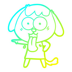 cold gradient line drawing cute cartoon dog