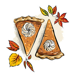 Pumpkin pie vector illustration - 275575015