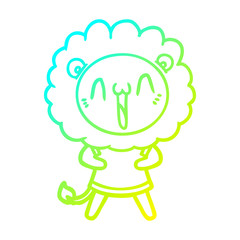 cold gradient line drawing happy cartoon lion