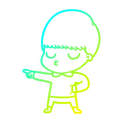 cold gradient line drawing cartoon calm boy